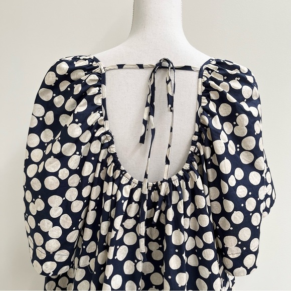 Free People navy blue polka dot 60’s parachute dress pockets open back XS - Picture 4 of 14